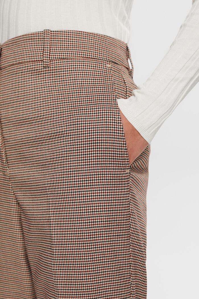 Hose mit weitem Bein und hohem Bund im Hahnentritt-Design