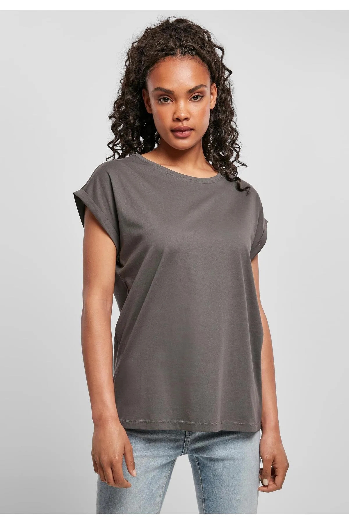 Urban Classics  Damen T-Shirt mit verlängerter Schulterpartie für Damen