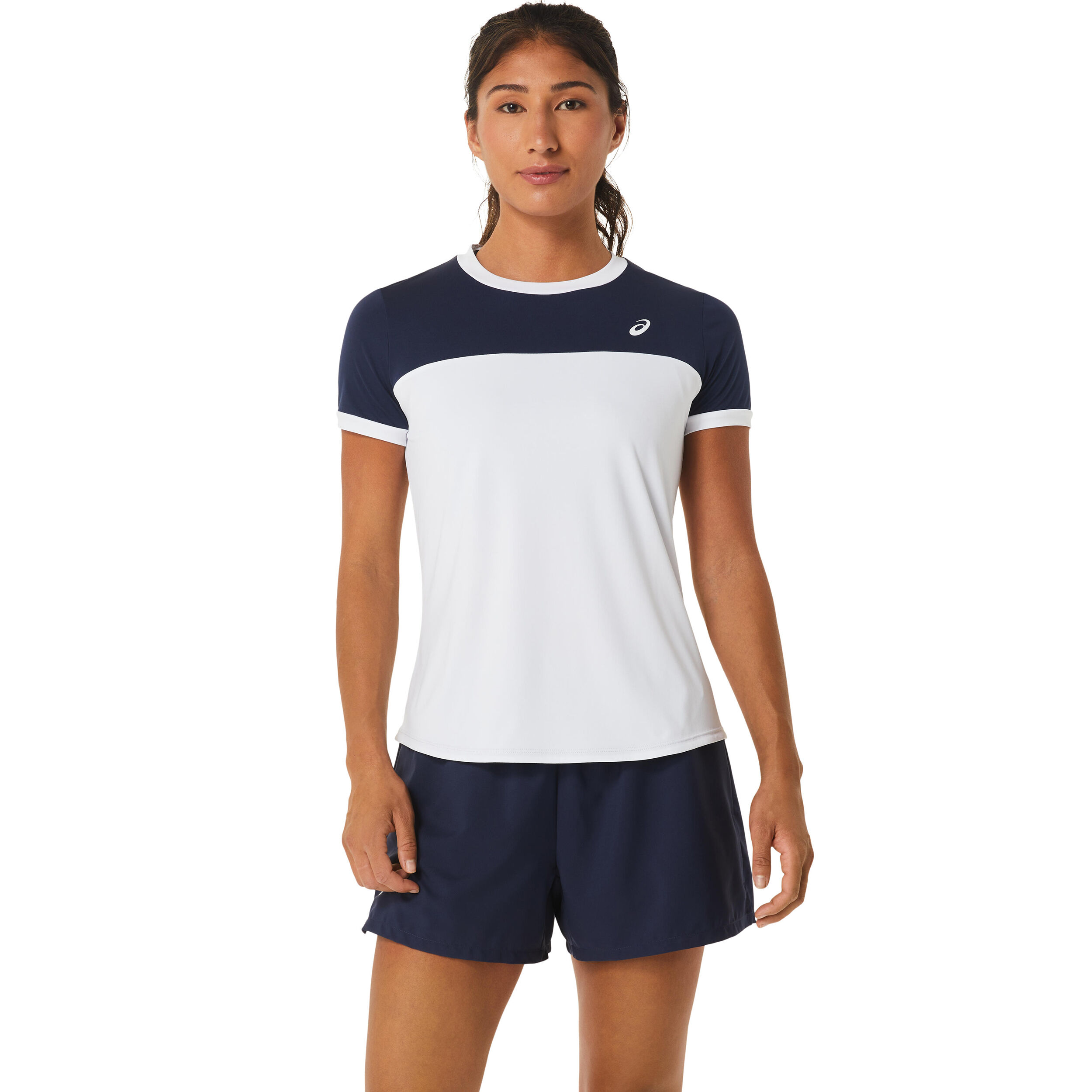 Court T-Shirt Damen - Weiß, Dunkelblau