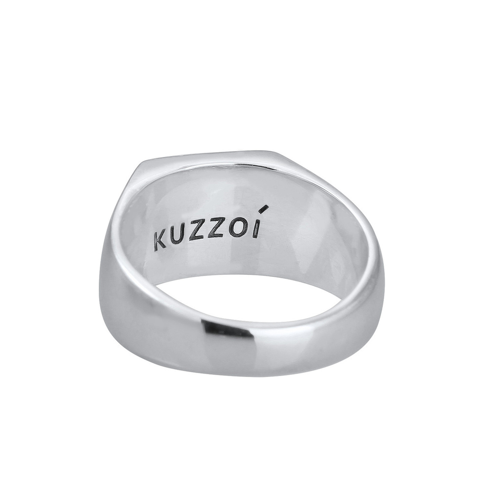 KUZZOI KUZZOI Bague Bague chevalière homme logo tendance avec émail en argent sterling 9 Bague