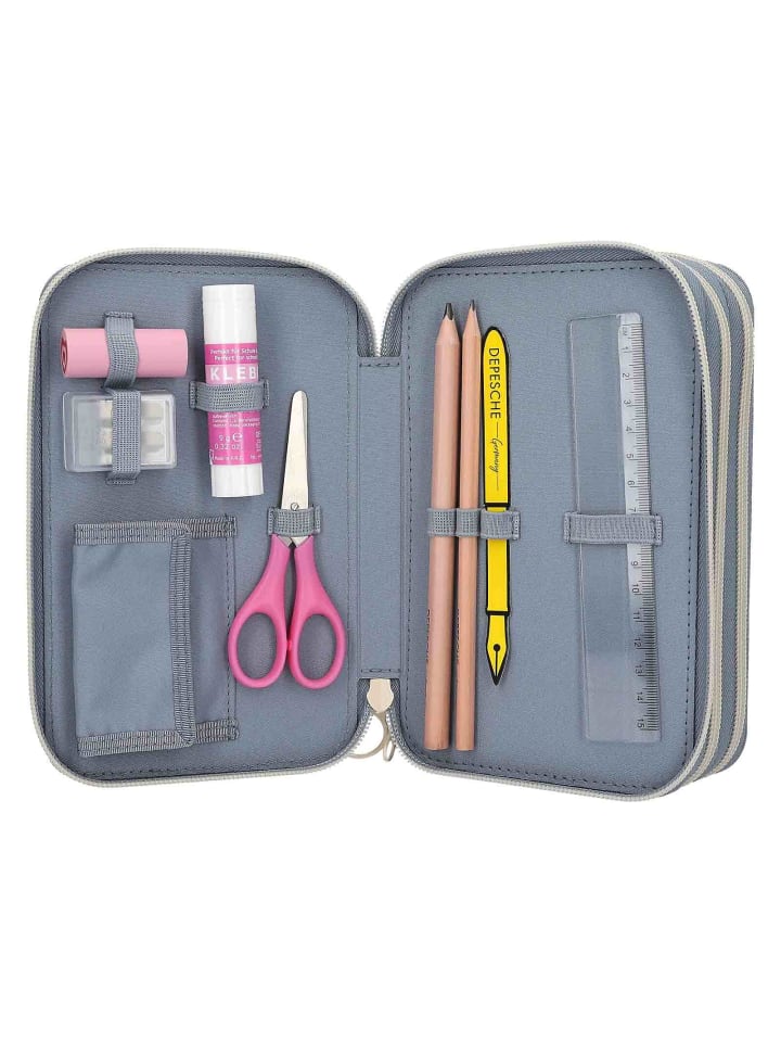 Depesche 3-Fach Federtasche TOPModel 7,5 x 13 x 20 cm in blau-beige günstig kaufen onesize