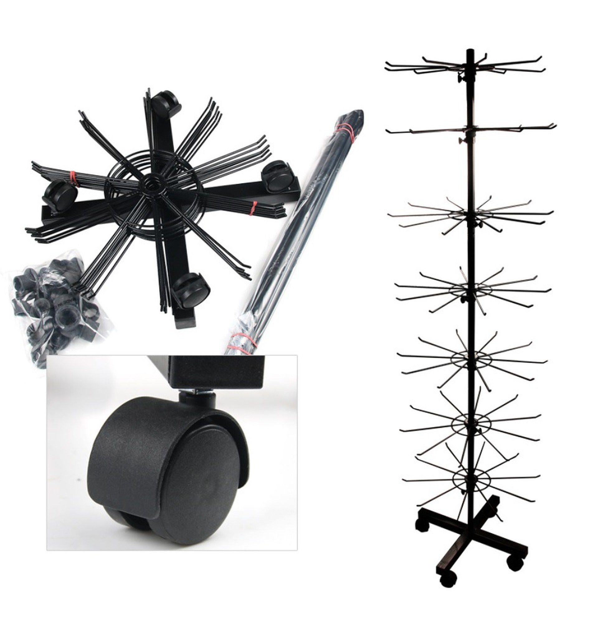 BAYLI Schmuckständer 3er Set - Verkaufsständer drehbar Höhe 155cm, rollbares Warenständer
