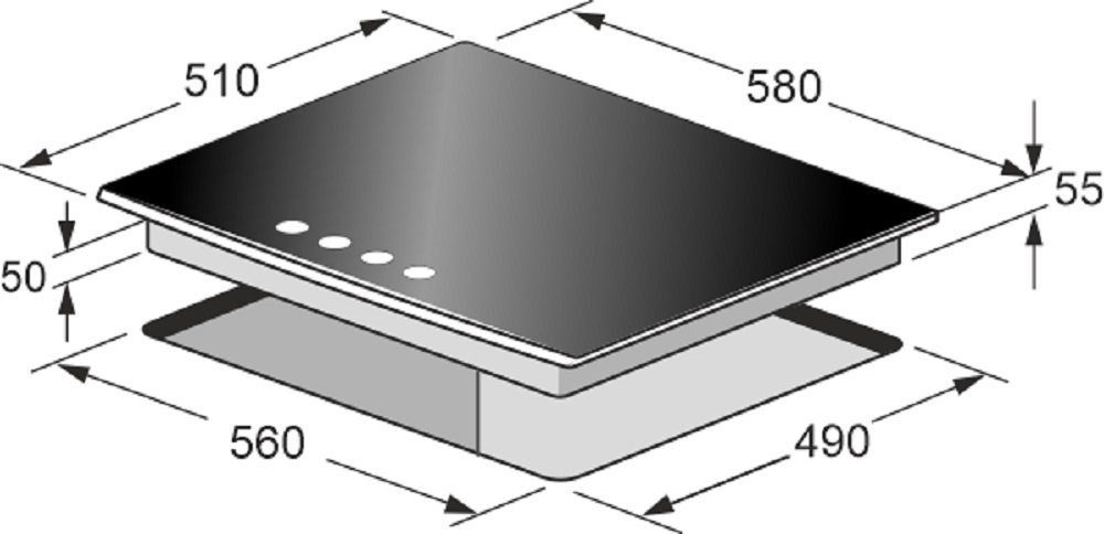 Kaiser Küchengeräte Gas-Kochfeld, Einbau Gaskochfeld 60 cm, Edelstahl Einbau Herd 3,8 kW WOK