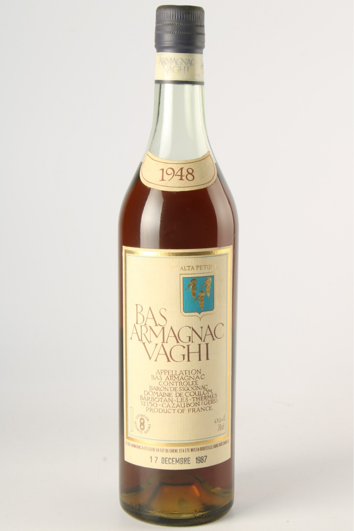 Vin 1948 VAGHI Bas Armagnac 1948, Armagnac. Vin ancien - SoDivin