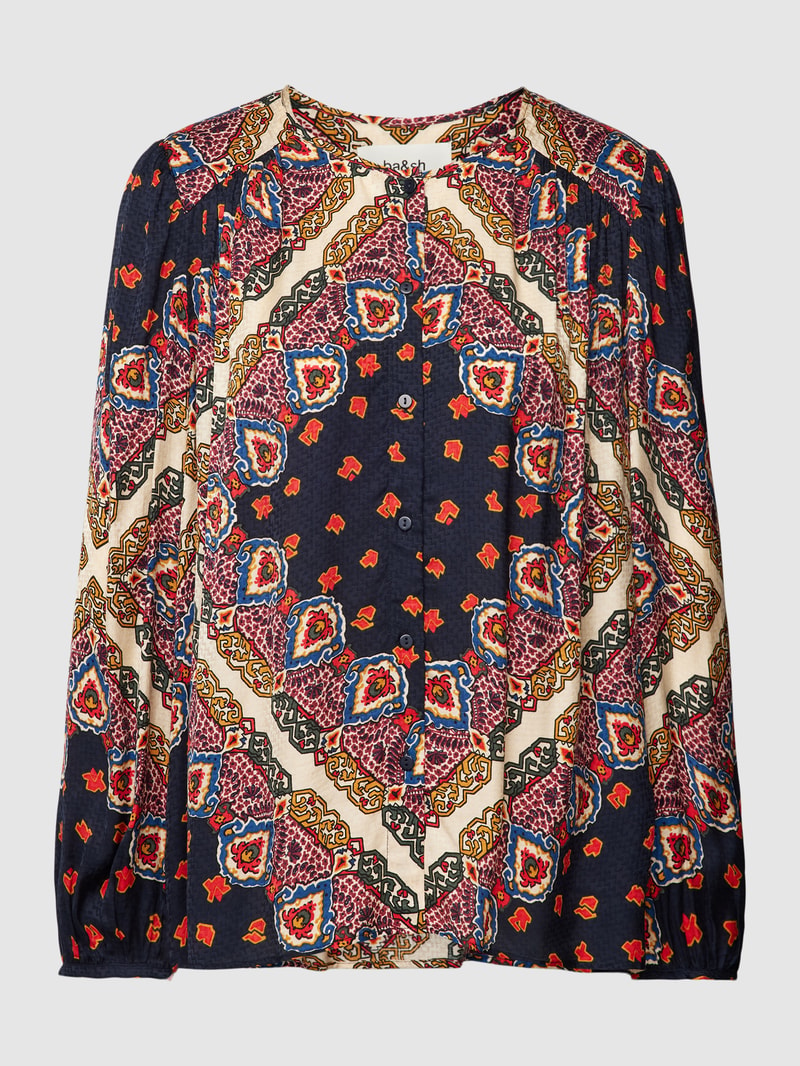 Bluse mit Ornament-Muster Modell 'RAVEL' in anthrazit