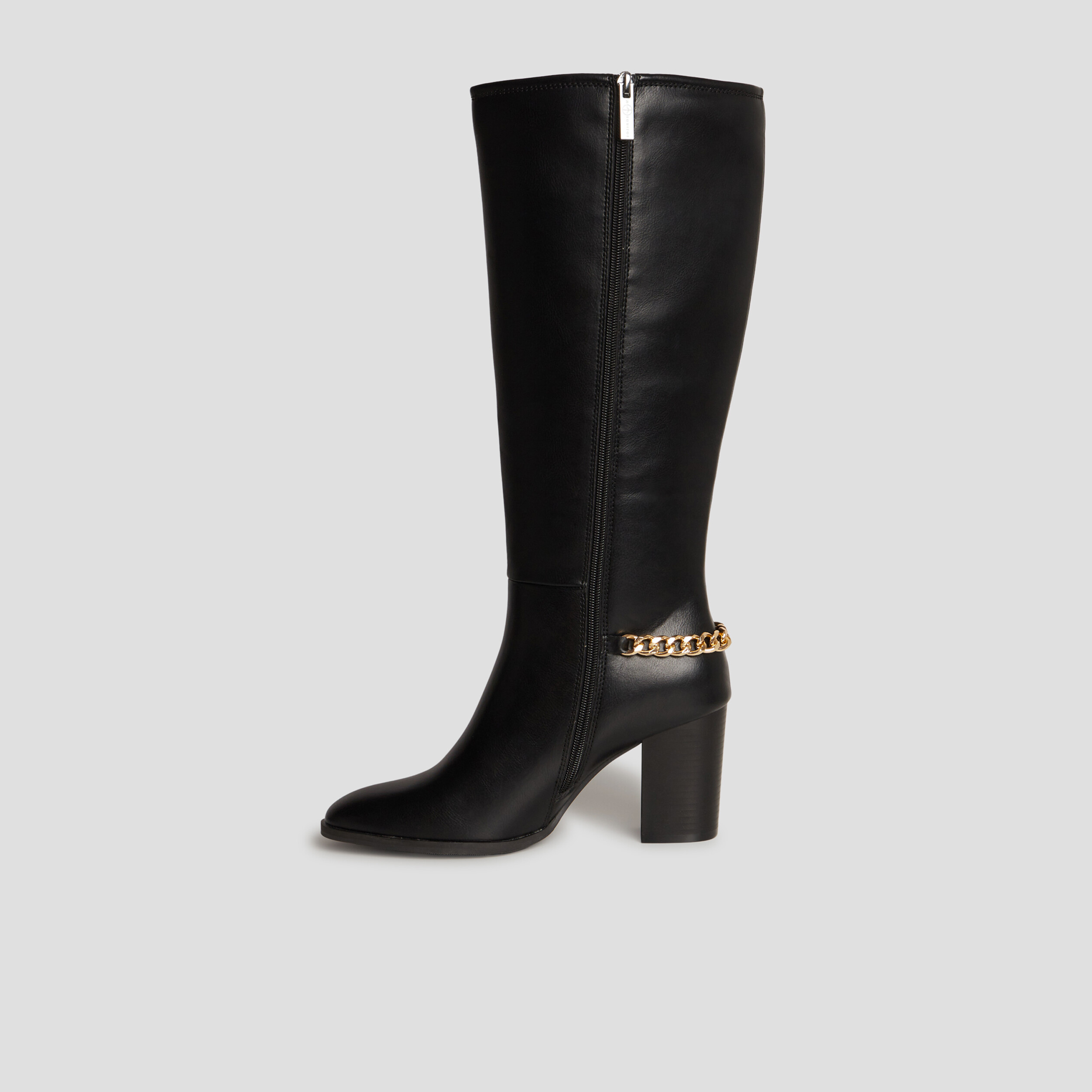 Bottes hautes avec chaînes à talons noir femme | La Halle