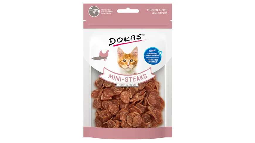 Dokas Cat Katzensnack Mini-Steaks Huhn + Fisch 25 g
