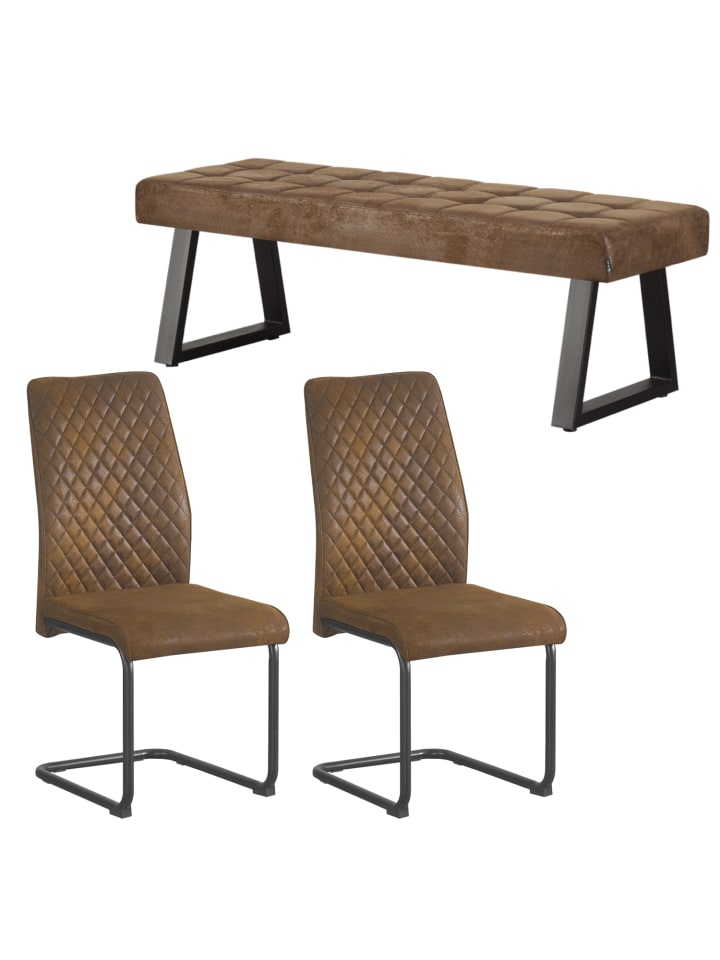 B&D Home 3-tlg. Set: Sitzgruppe Frido in Braun günstig kaufen onesize