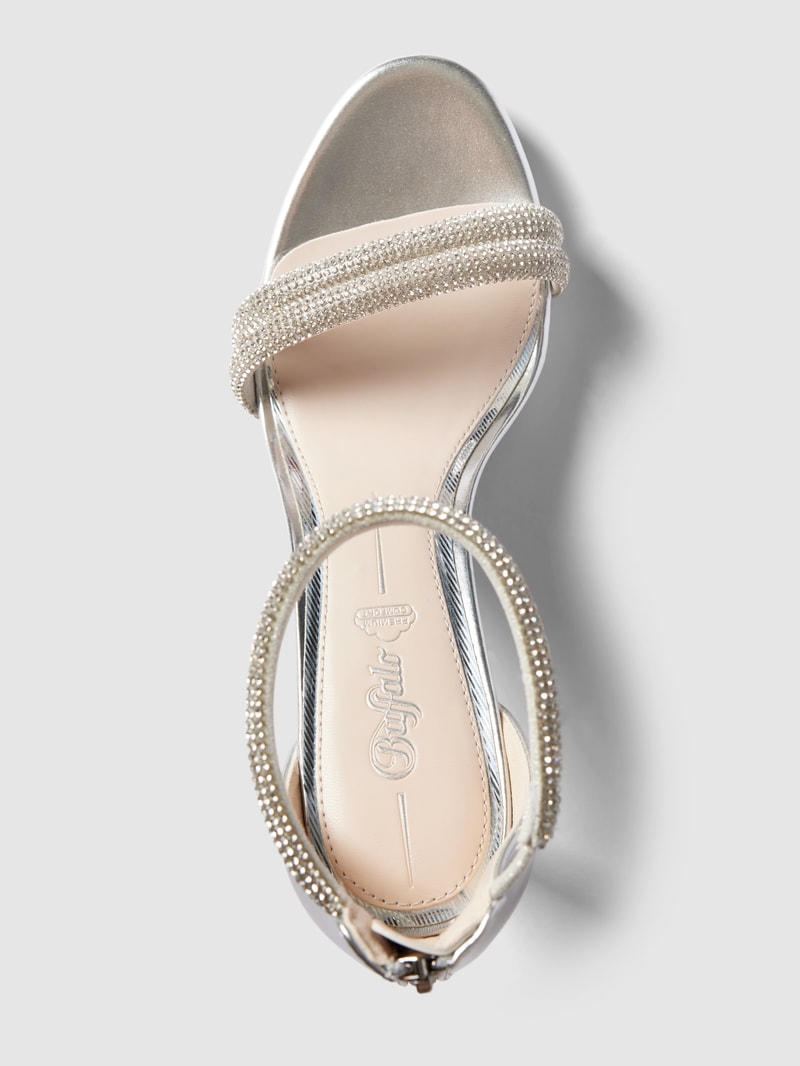 Sandalette mit Allover-Paillettenbesatz Modell 'SELMA' in silber