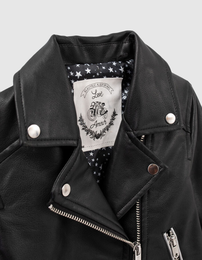 Blouson noir esprit motard ailes et clous dos fille