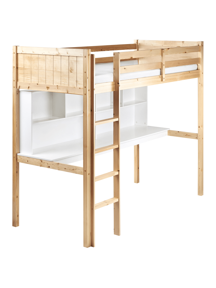 Beliani Hochbett FOUCAMONT in Heller Holzfarbton/Weiß - (W) 104 x (H) 180 x (L) 209 cm günstig kaufen onesize