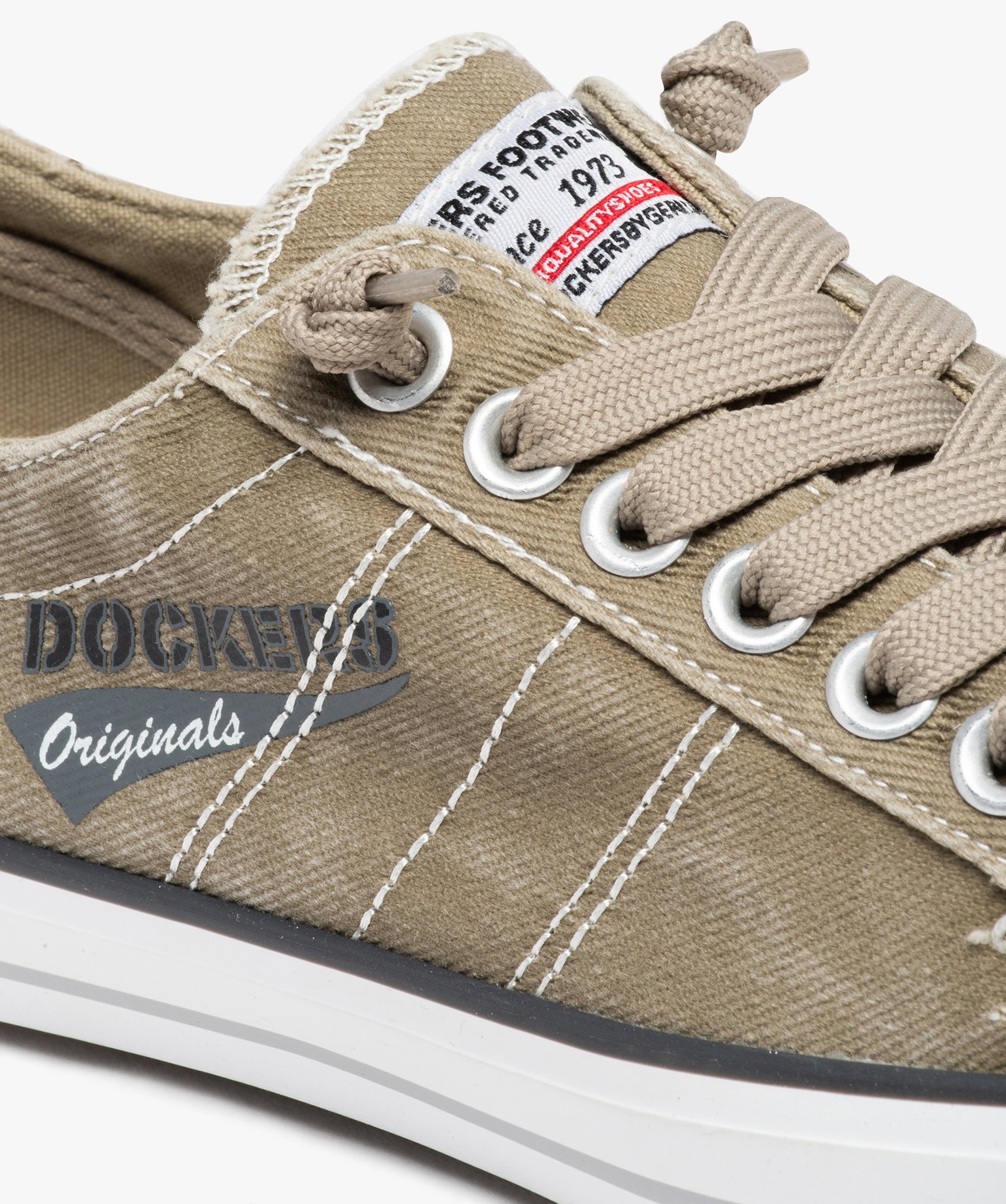 Baskets homme en toile denim unie à lacets - Dockers beige | GEMO