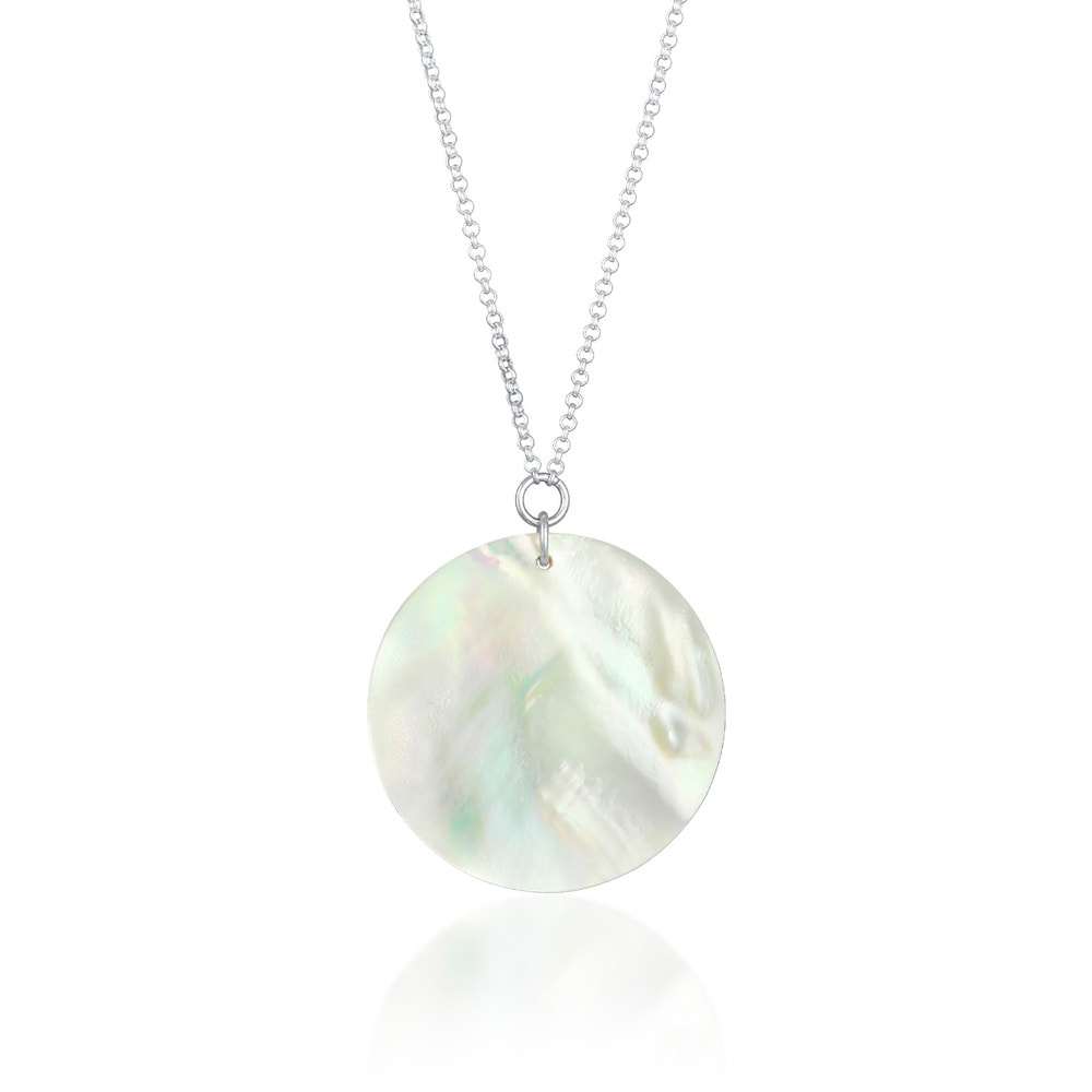 Nenalina Nenalina Collier Femmes pendentif nacre disque chatoyant nature en argent sterlin Bijoux