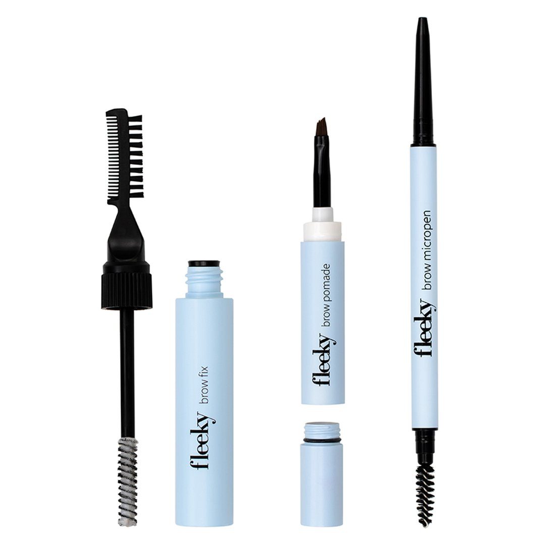 fleeky Augenbrauen-Kosmetika Brow Set - 3-teiliges Augenbrauenset mit Brow Fix, Pomade & Micropen