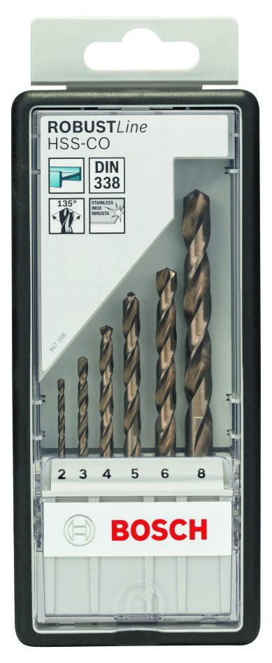 Αξεσουάρ Bosch Blue 2607019924 Σετ τρυπανιών μετάλλου Robust Line 6 τεμαχίων HSS-Co 2, 3, 4, 5, 6, 8 mm