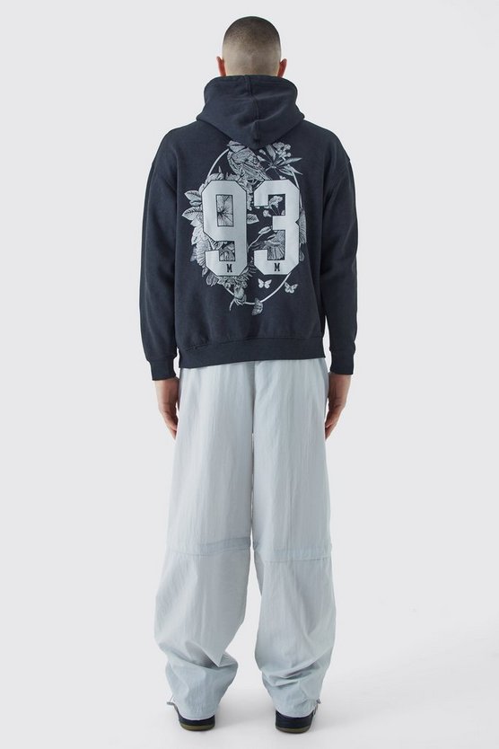 Oversize Hoodie mit 93 Acid-Waschung und Print