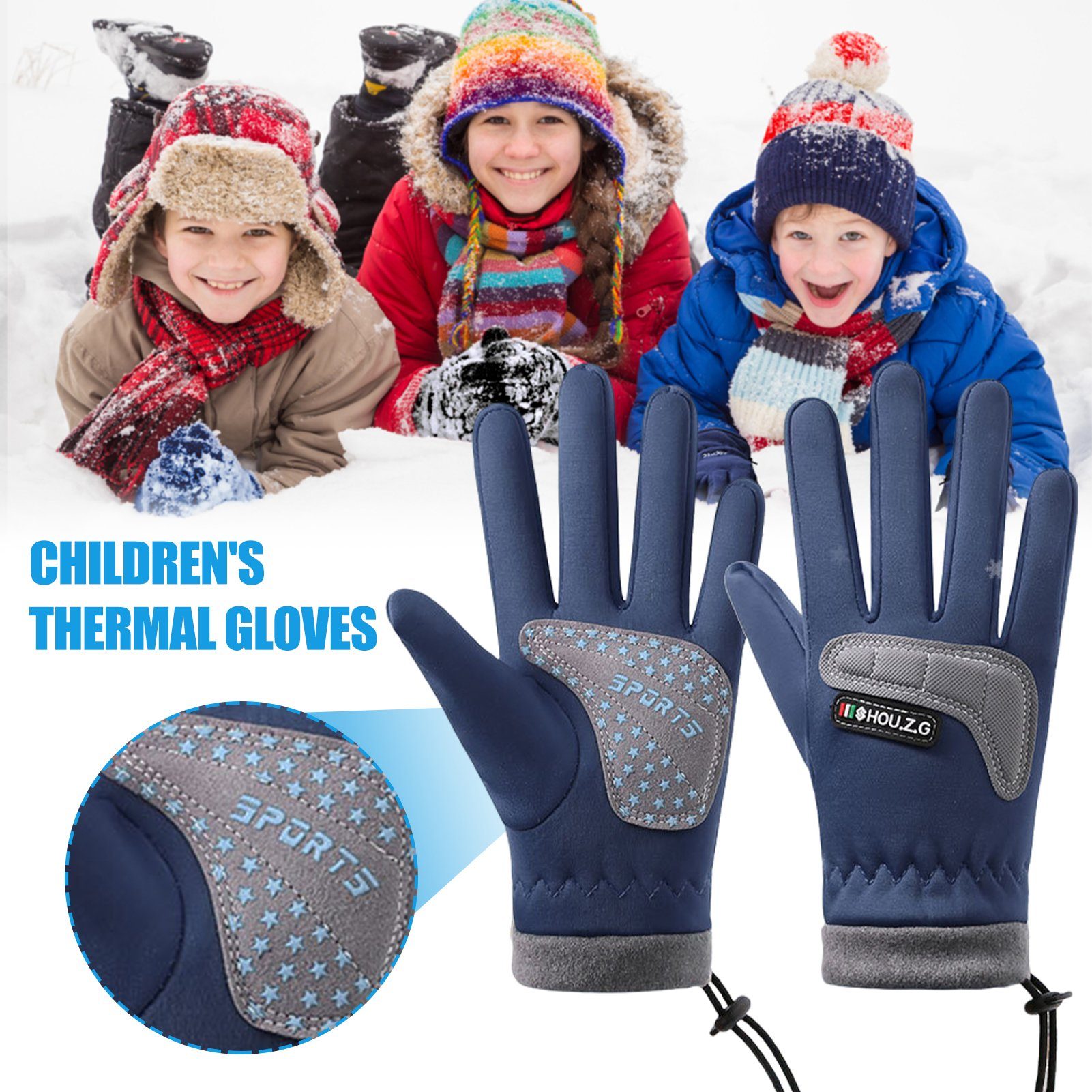 farfi Skihandschuhe 1 Paar wasserdichte, rutschfeste, warme Kinder-Schneehandschuhe (1 Paar warme Kinderhandschuhe)