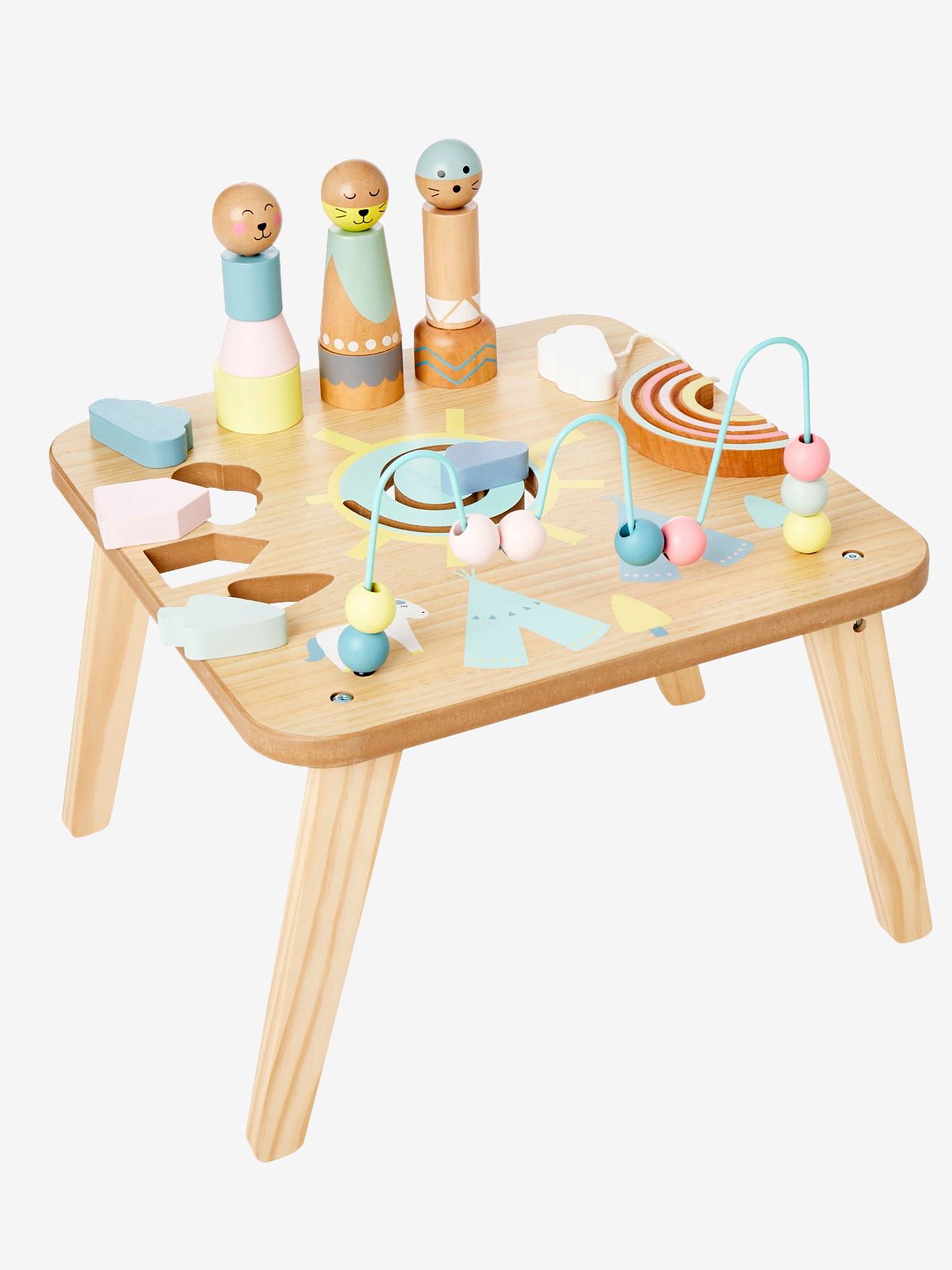 Table d'activités Petits sioux en bois FSC® multicolore