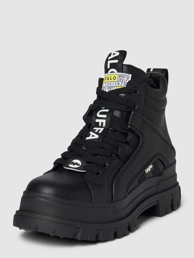 Schnürboots in Leder-Optik Modell 'ASPHA' in schwarz