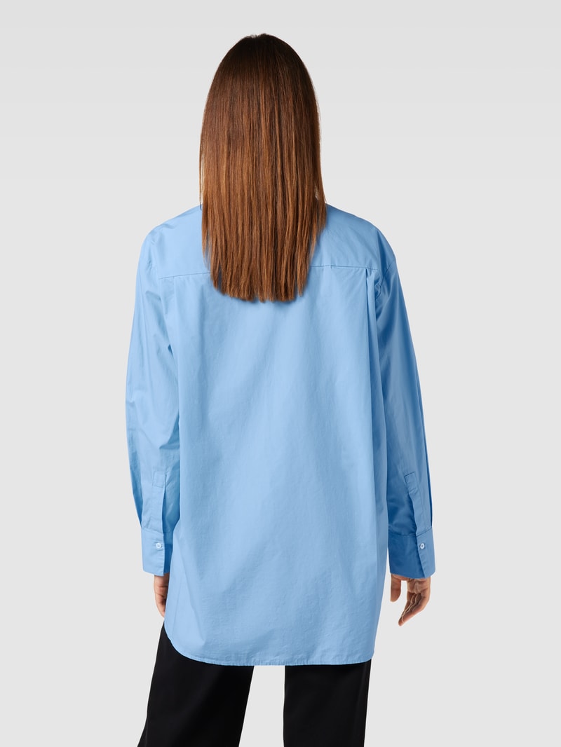 Longbluse mit Hemdblusenkragen in himmelblau