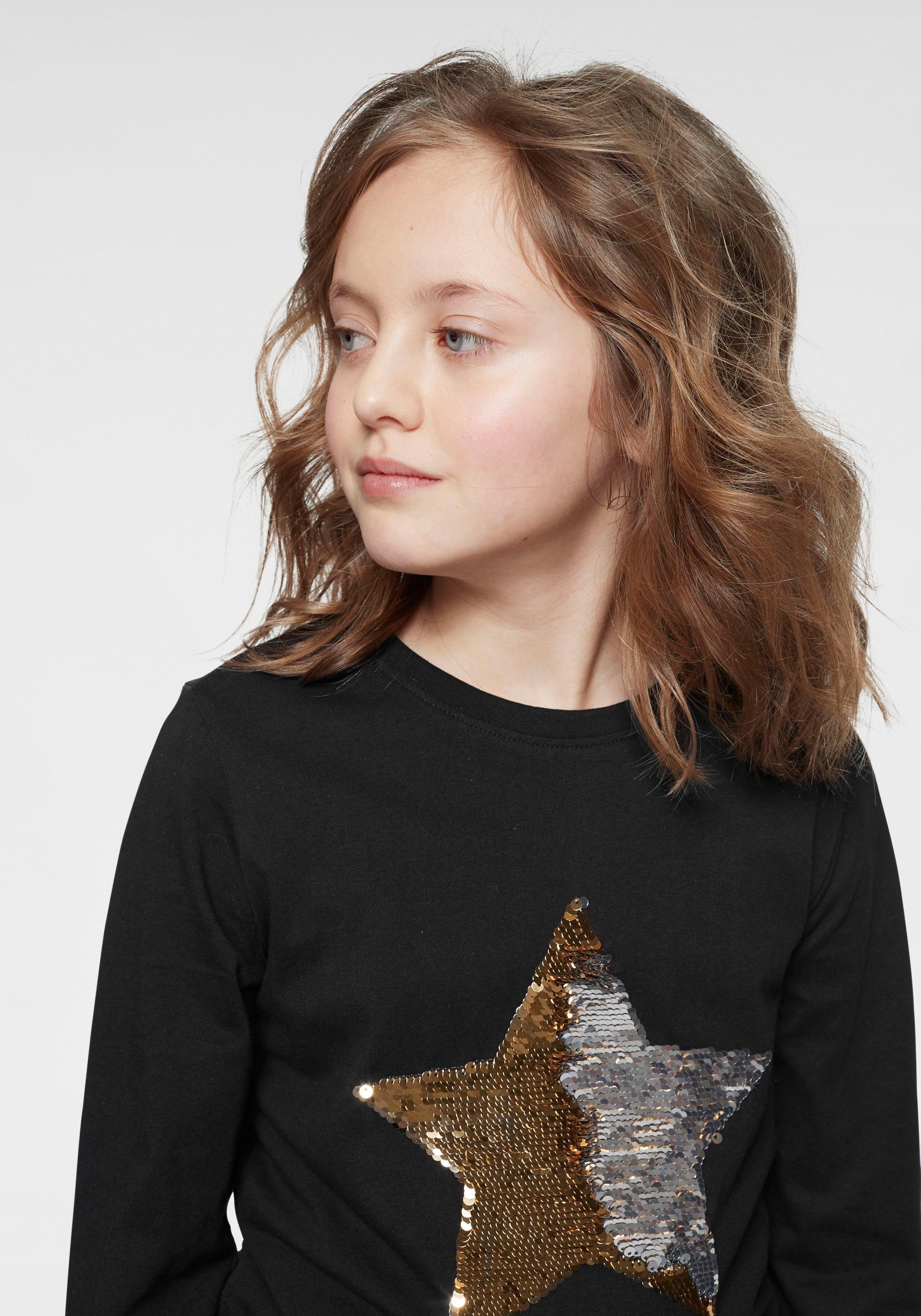 KIDSWORLD Langarmshirt STERN mit Wendepailletten-Stern