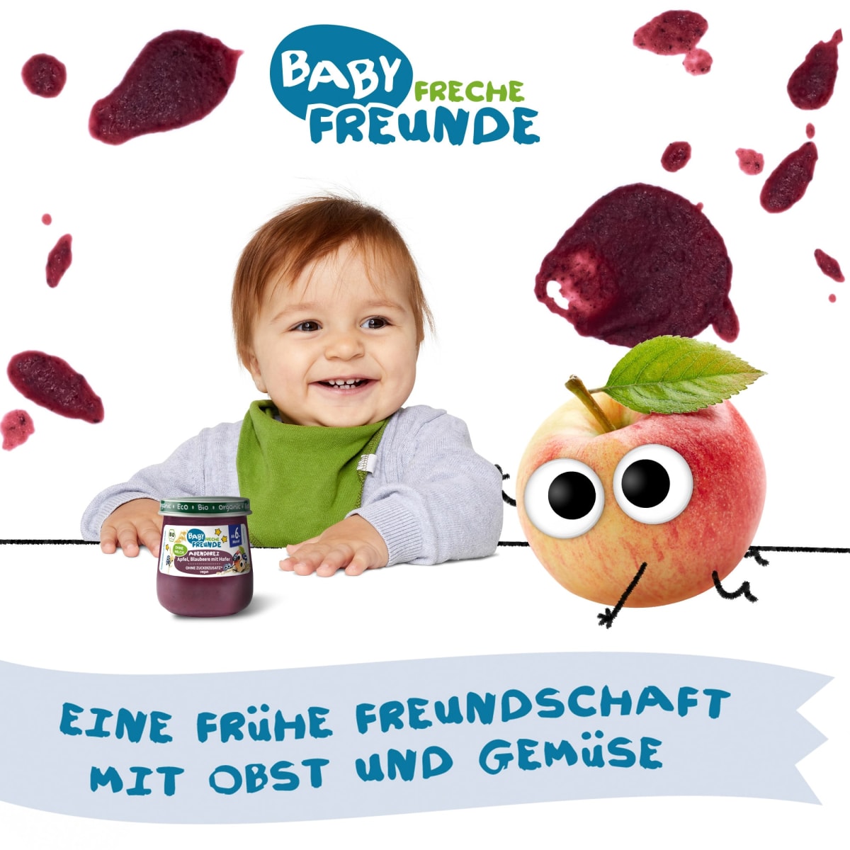 Abendbrei Apfel, Blaubeere mit Hafer, ab dem 6.Monat, 120 g