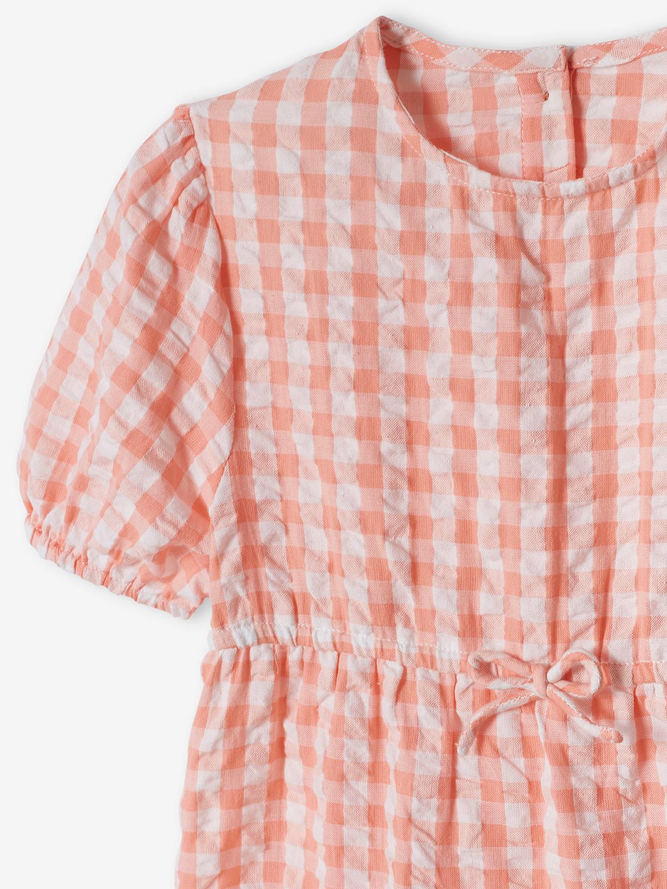 Robe à volant fille manches 3/4 écru