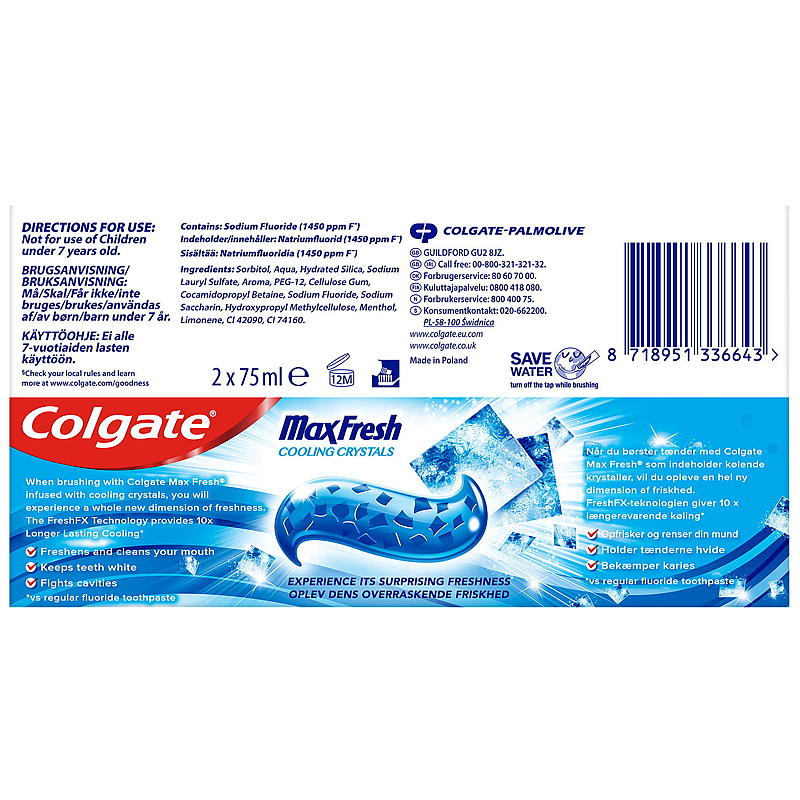 Colgate Tannkrem 2-pk Max fresh Colgate