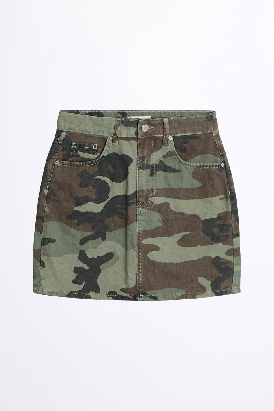 Hi-waist short denim skirt