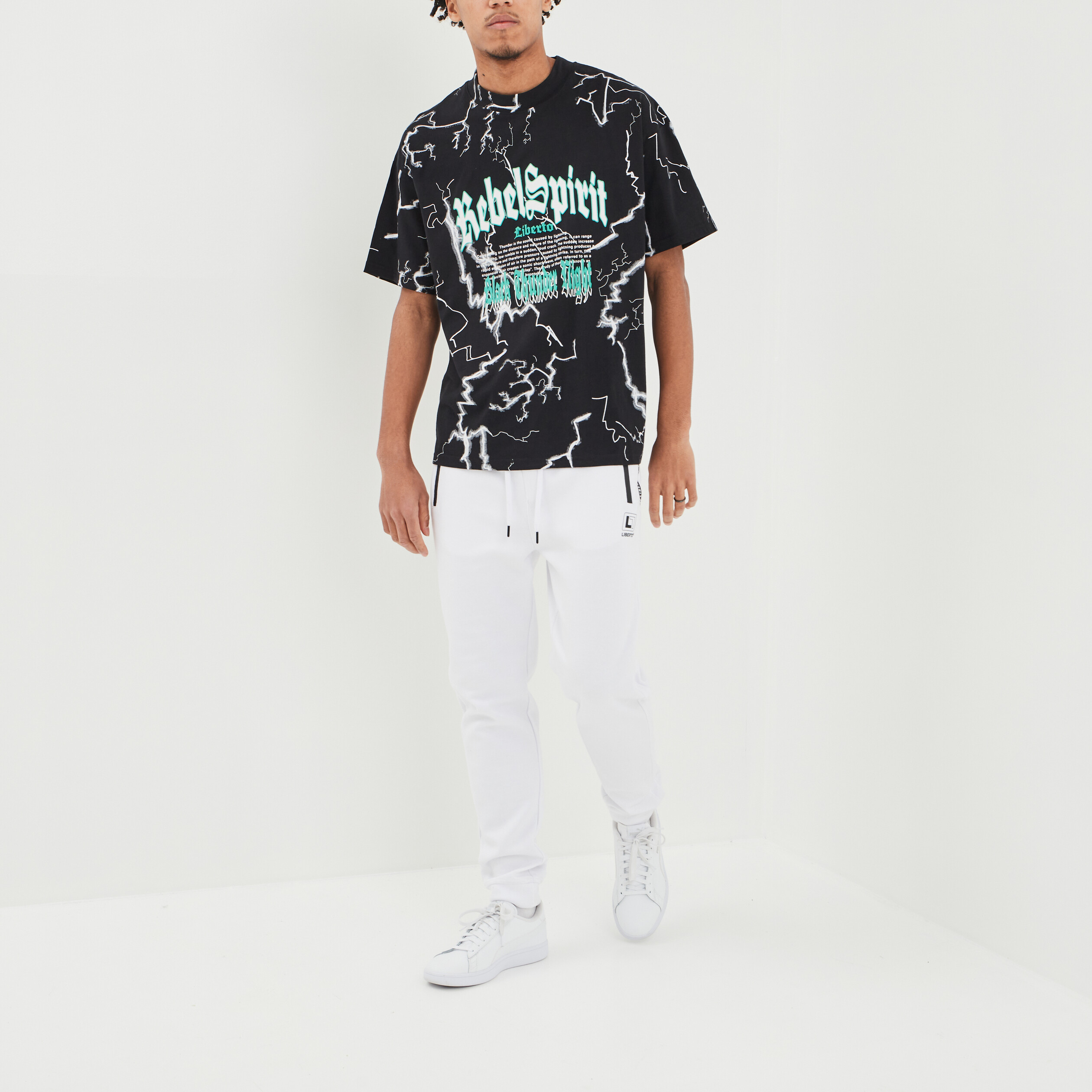 T-shirt coton oversize Liberto noir homme | La Halle