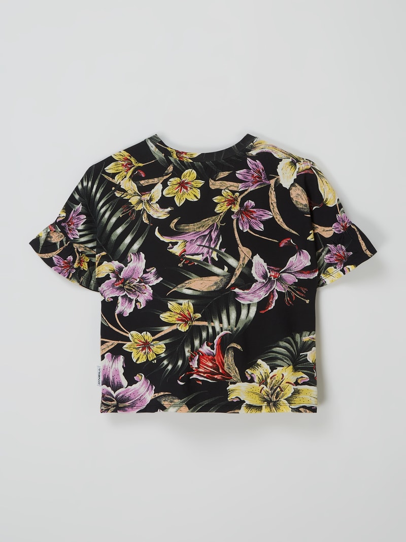 Shirt mit Volantärmeln in schwarz