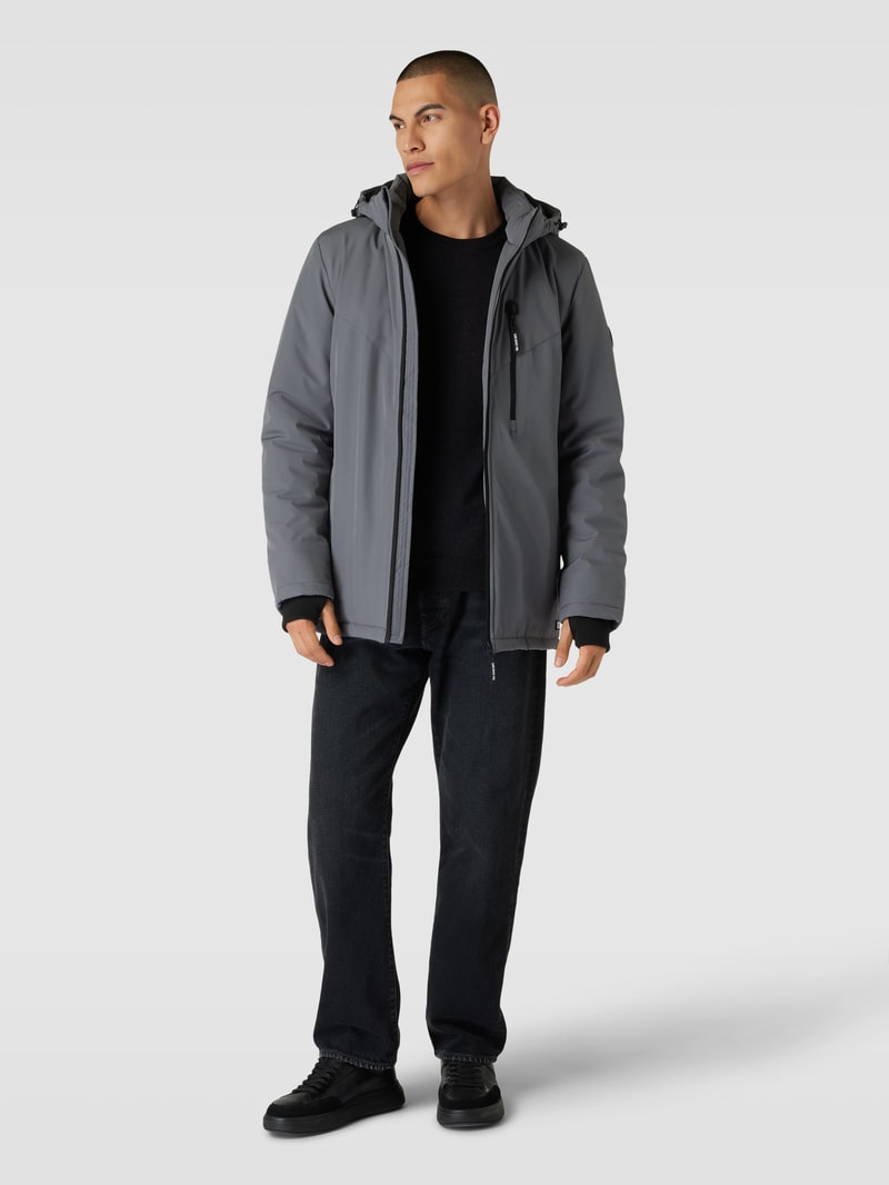 Jacke mit Logo-Detail Modell 'THAMES' in graphit