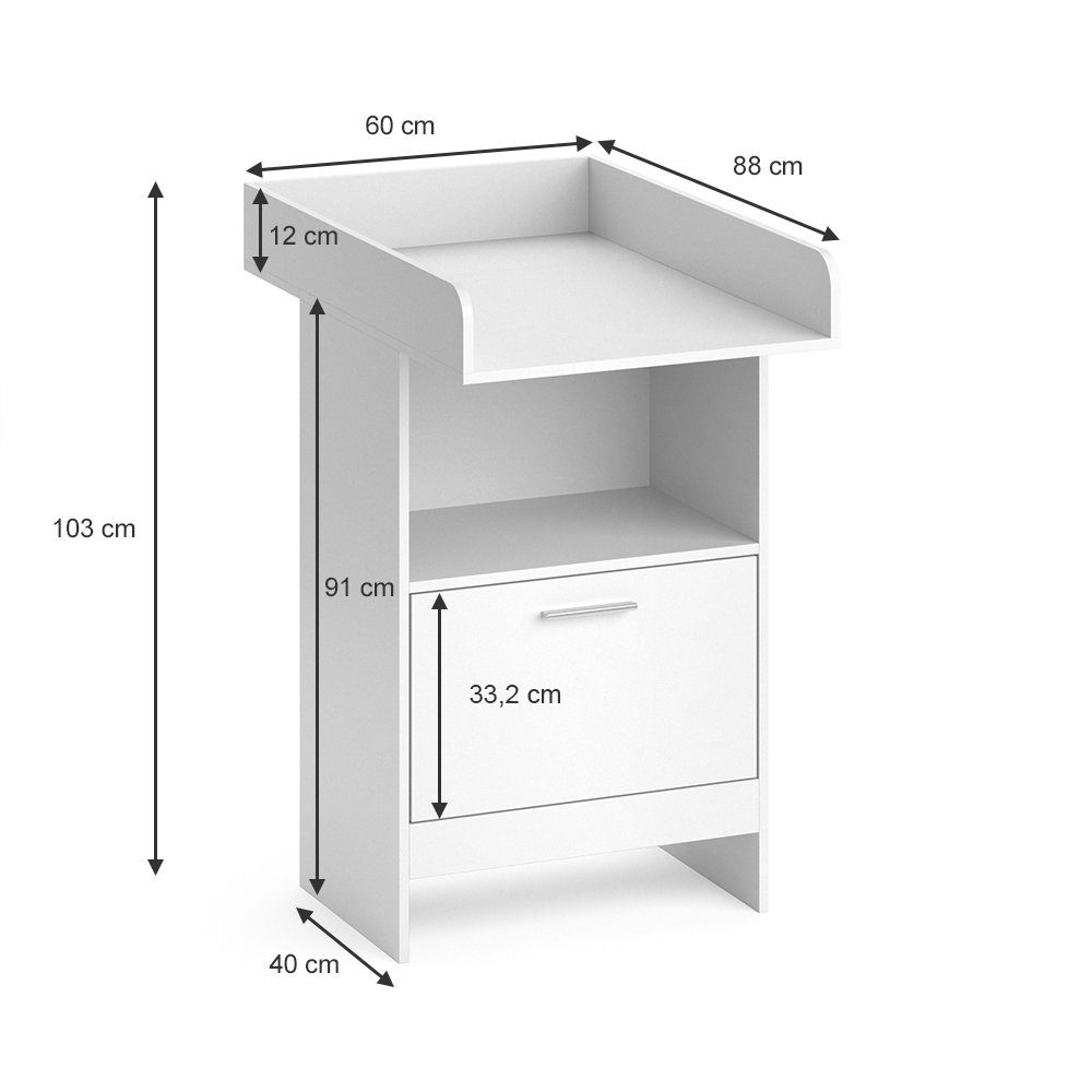 Vicco Wickeltisch Wickelkommode Wickelschrank LEO Weiß