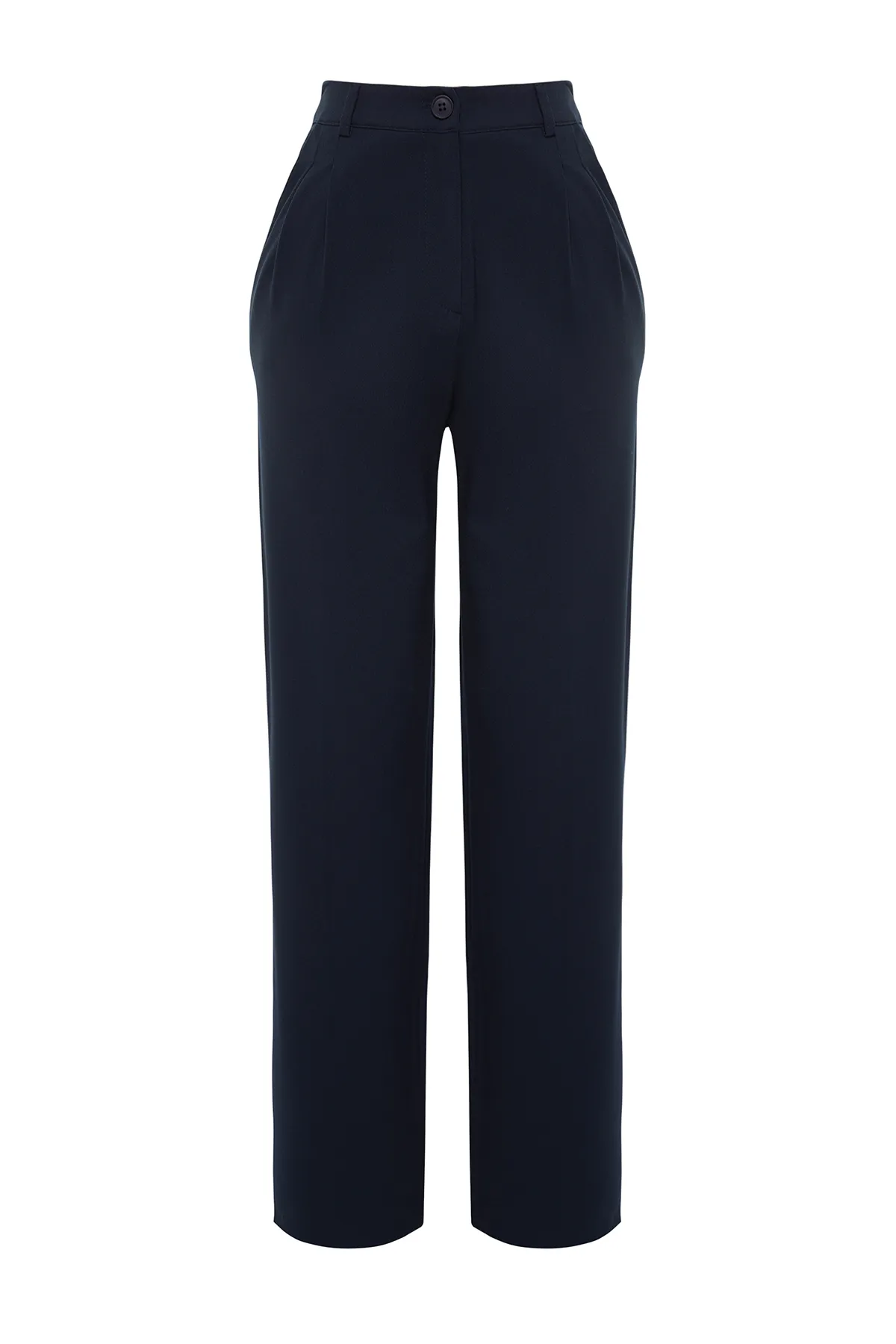 Trendyol Collection  Marineblaue Polyviscon-Webhose mit weitem Bein TWOSS24PL00080