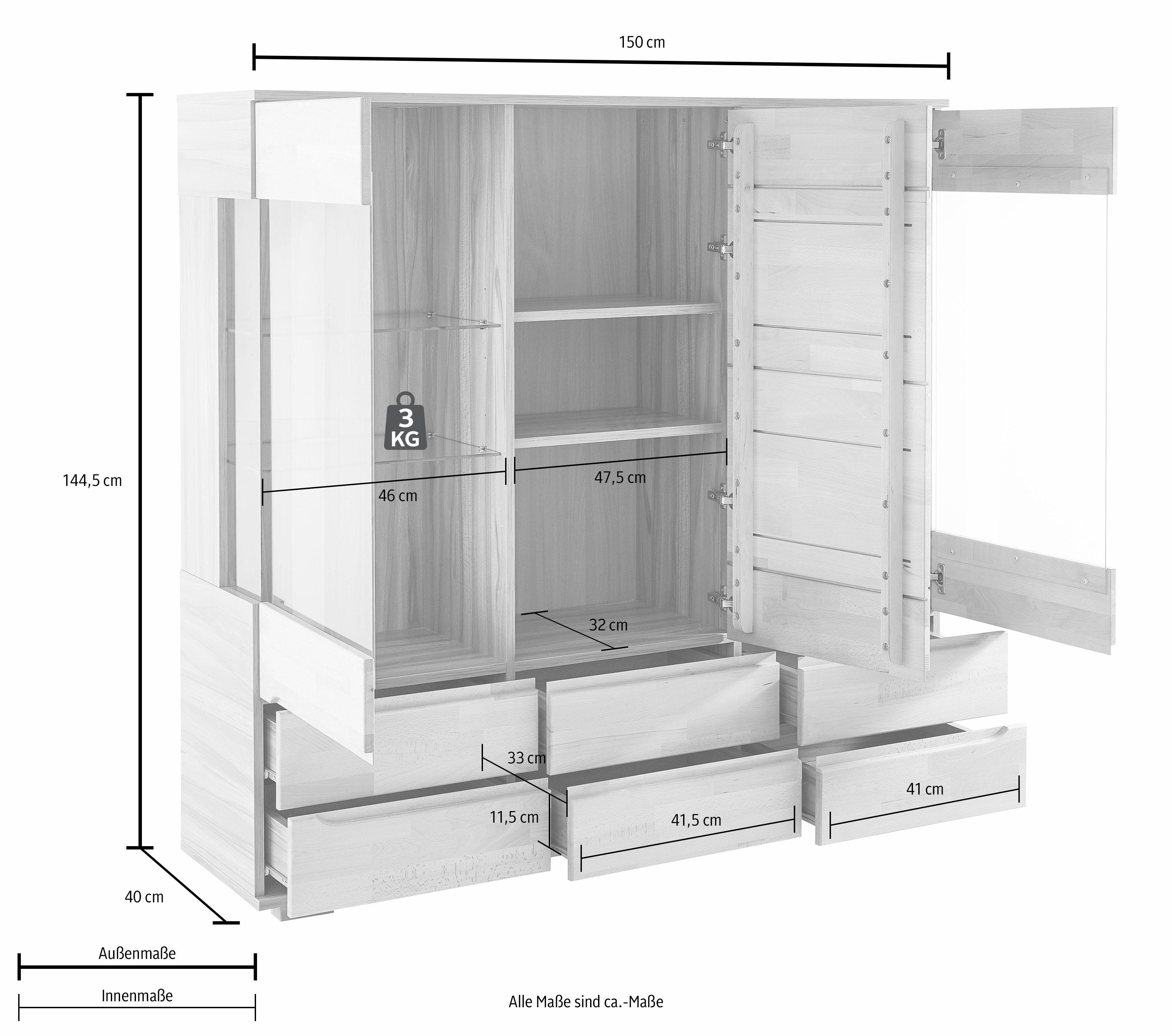 Woltra Highboard Vetro, Breite 150 cm