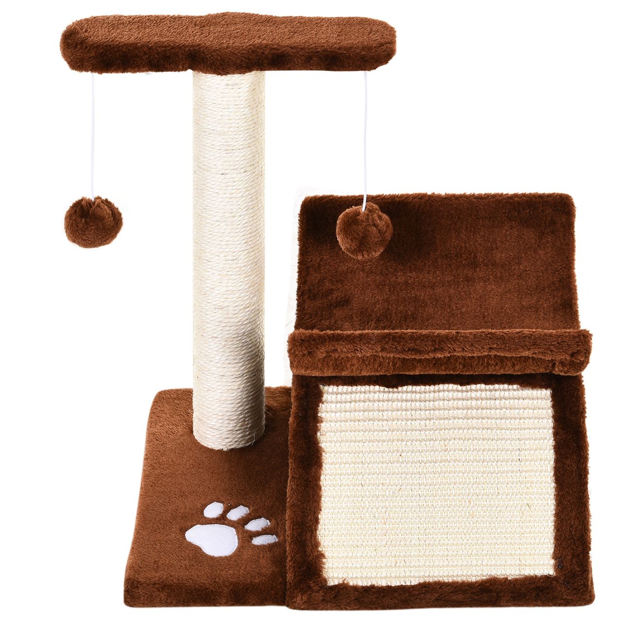 PawHut Katzenbaum Spielbaum Katzenkratzbaum Kratzbaum Katzen mit Ball Braun L40 x B30 x H43 cm