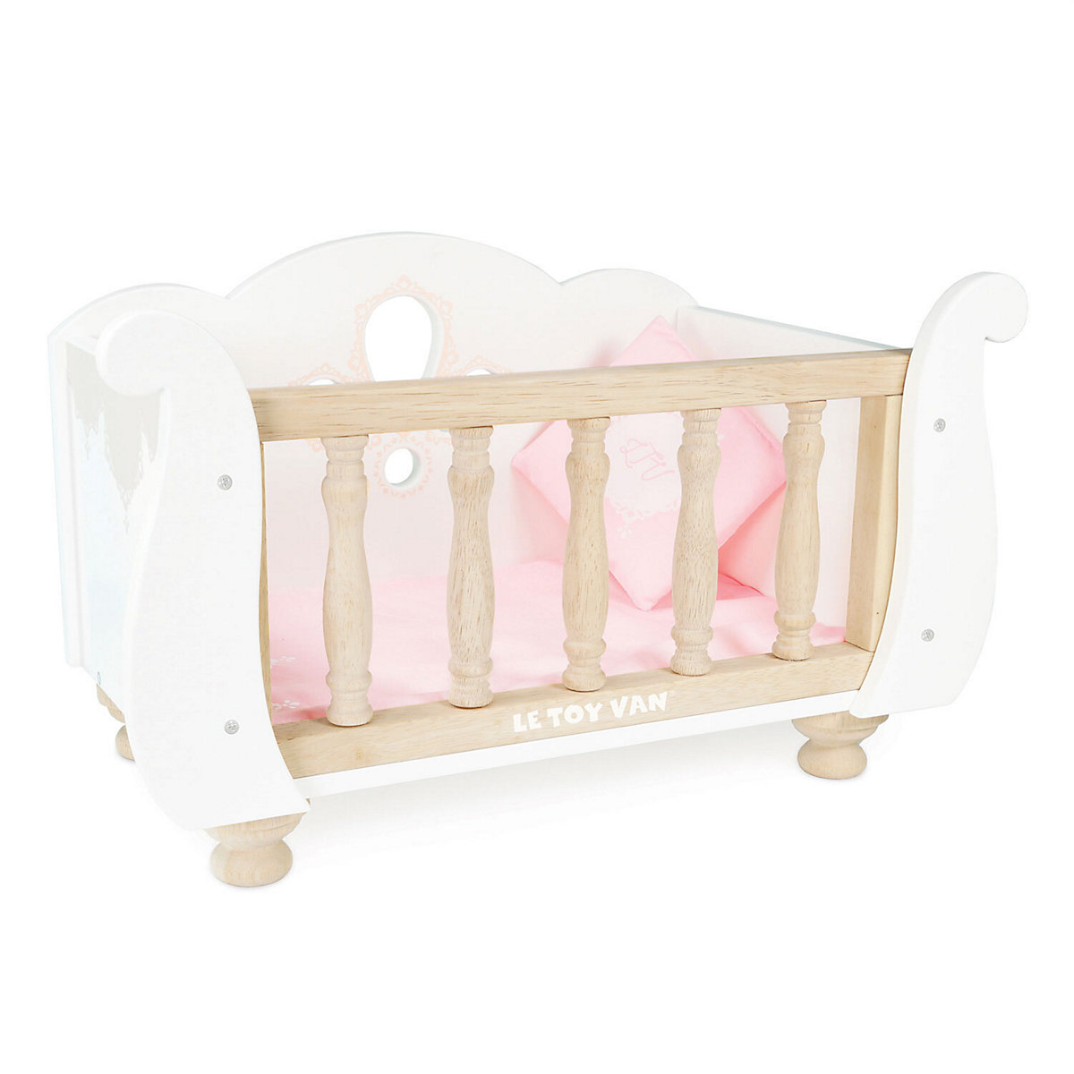 Puppenbett mit Gitterstäben / Sleigh Doll Cot