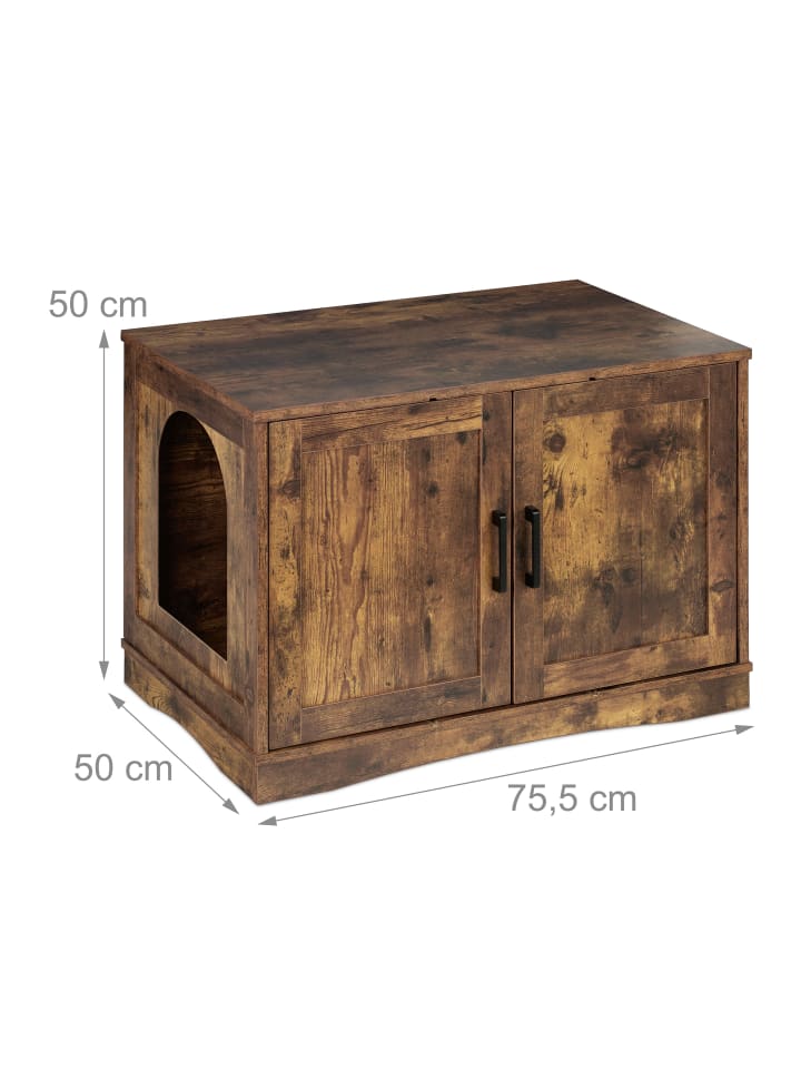 relaxdays Katzenschrank in Braun - (B)75,5 x (H)50 x (T)50 cm günstig kaufen onesize