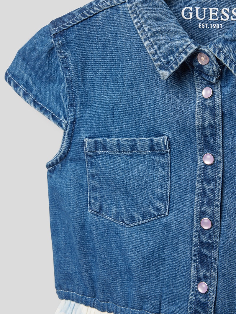 Jeanskleid mit kontrastiver Rockpartie in blau