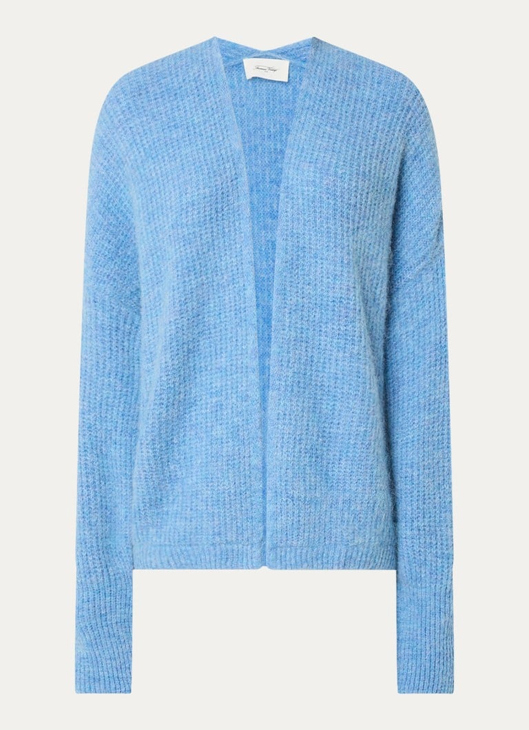 Americký vintage pletený otevřený kardigan ze směsi alpaky