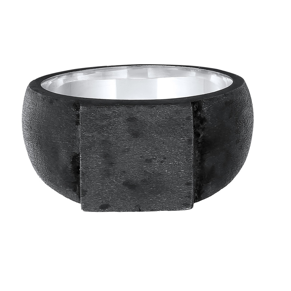 KUZZOI KUZZOI Bague Hommes Sceau Rectangle Brillant Basique Solide en argent sterling 92 Bague