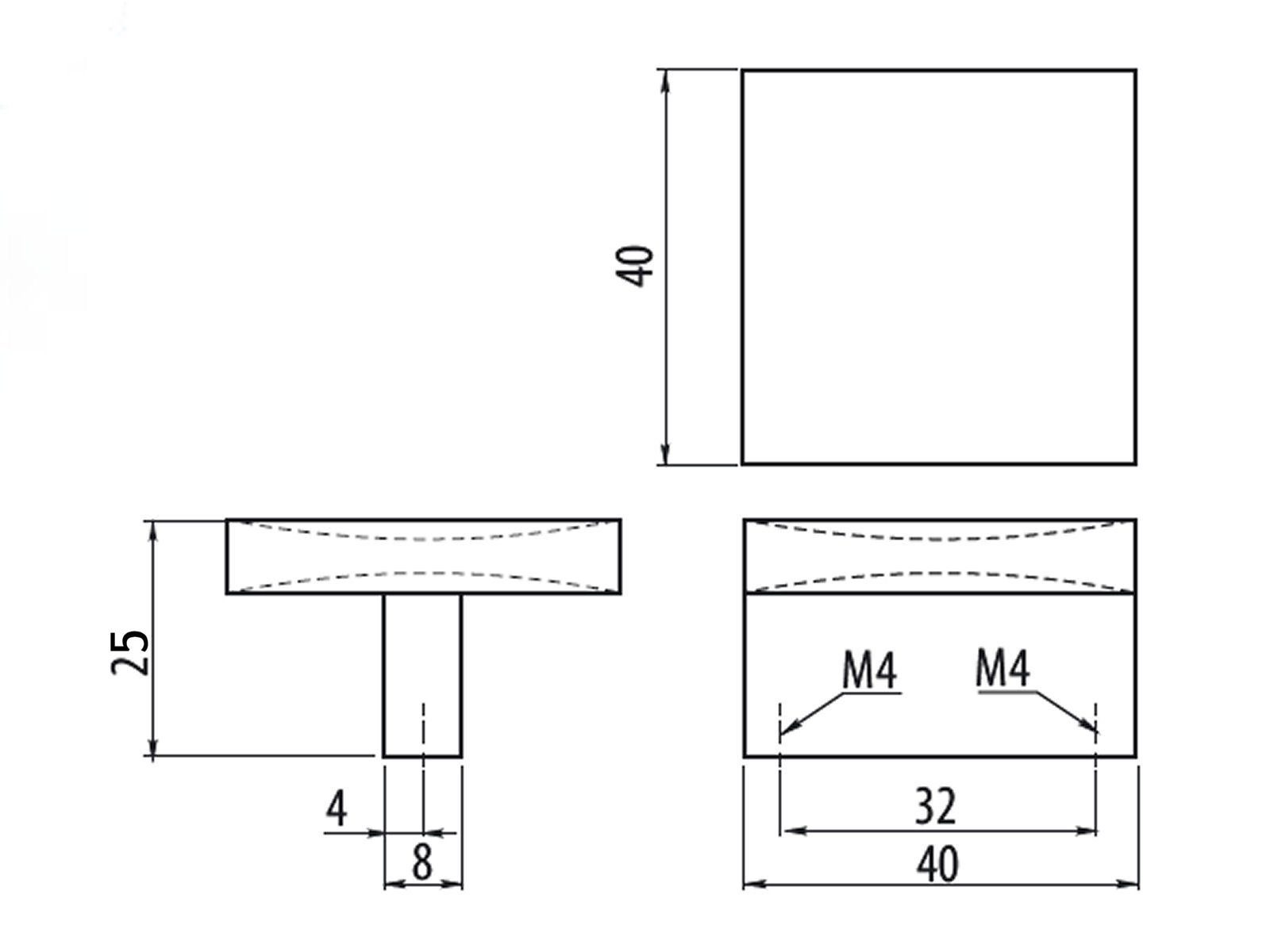 SO-TECH® Möbelknopf DORA 40 x 40 mm BA 32 mm, Knopf Knauf incl. Schraube