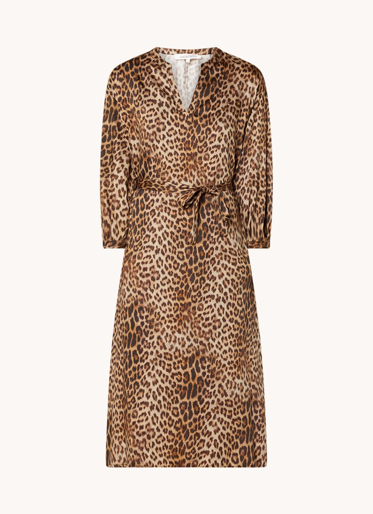 Vestido túnica midi con estampado de leopardo y cinturón anudado de Gerard Darel Julian.