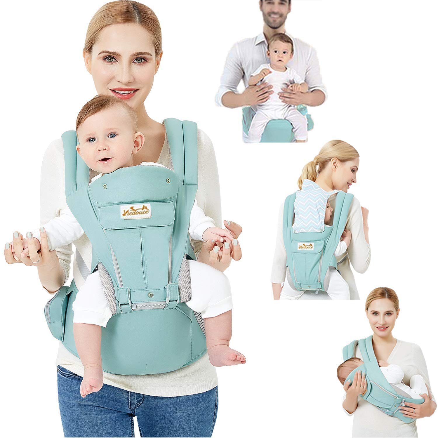 iceagle Bauchtrage Ergonomische Babytrage mit Hüftsitz/reine Baumwolle