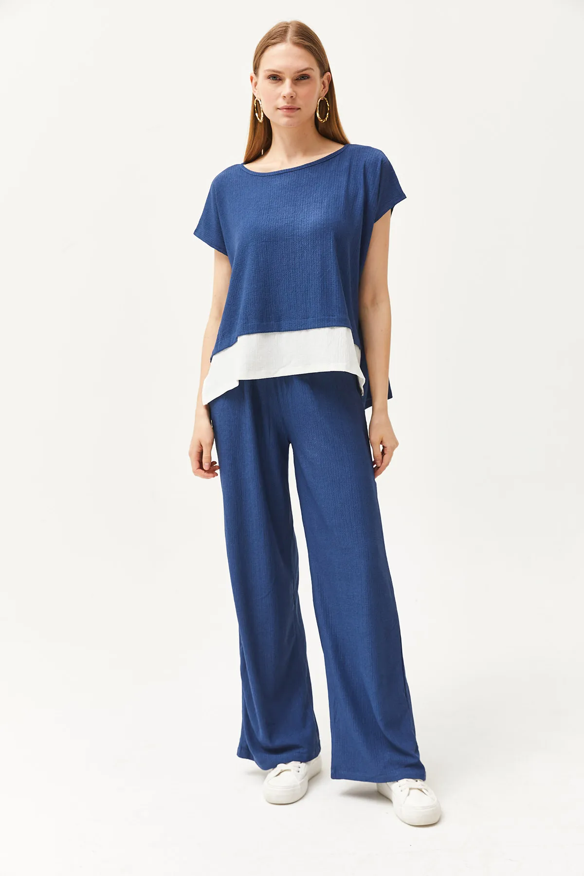 Olalook  Damen Indigo Top Bluse Unterhose Set TKM-19000273
