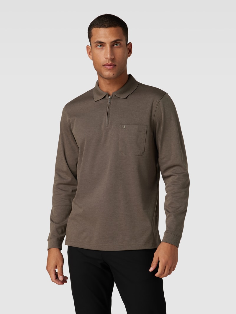 Poloshirt mit kurzer Reißverschlussleiste in taupe