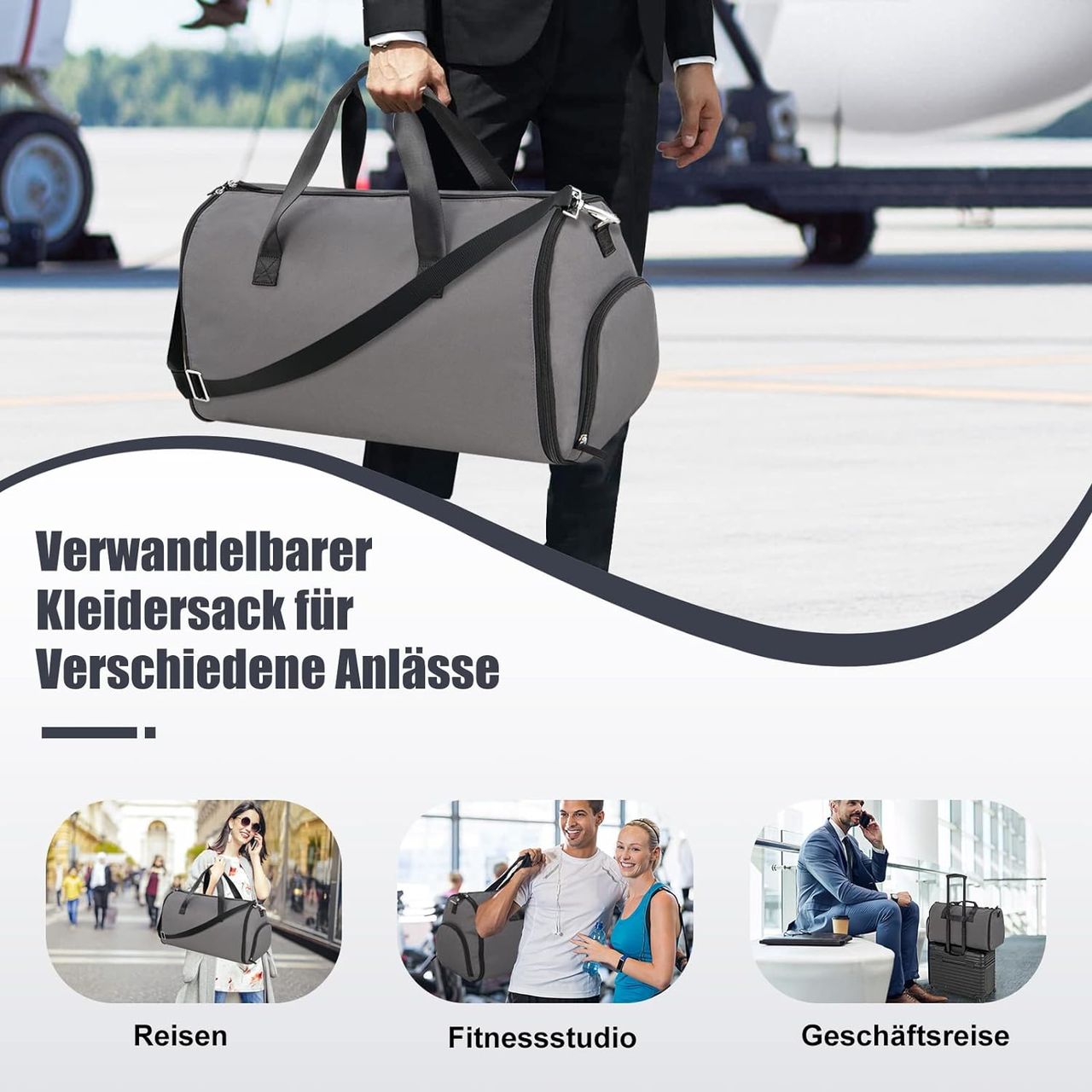 Costway 2-in-1 Handgepäcktasche & Kleiderhängetasche