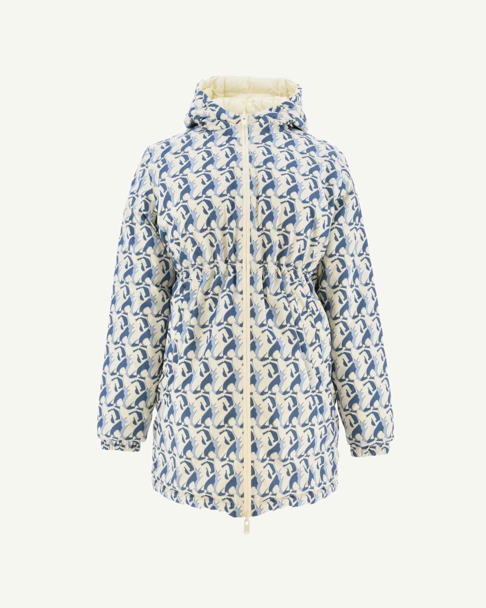 Doudoune longue réversible imprimé Monogram écru/Ecru Roma