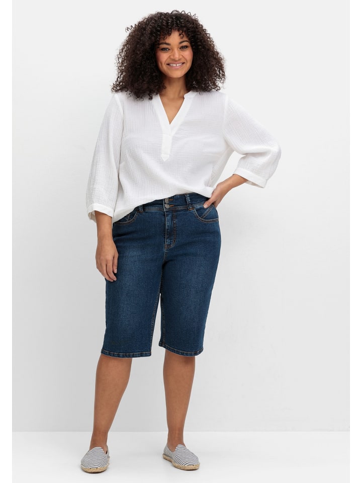 sheego Jeans-Bermudas in dark blue Denim günstig kaufen