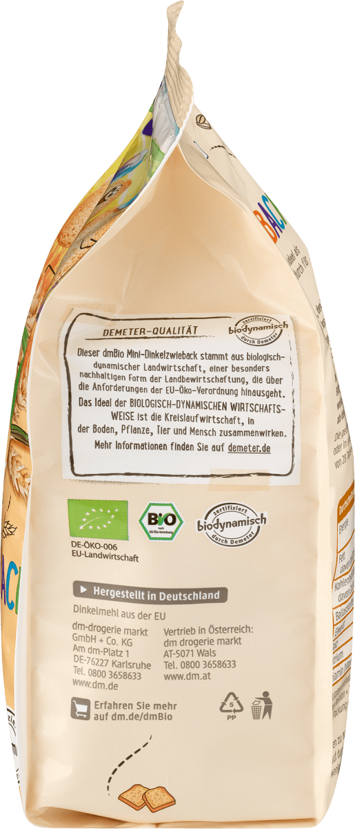 Babysnack Mini Dinkel Zwieback ab dem 8. Monat, Demeter, 100 g